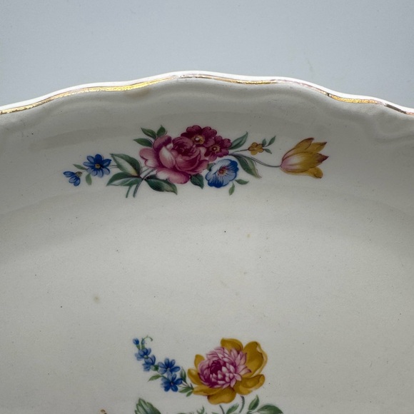 Vintage Hazel by Scio Elegant Floral Oval Serving Platter with Gold Trim USA - Picture 3 of 15